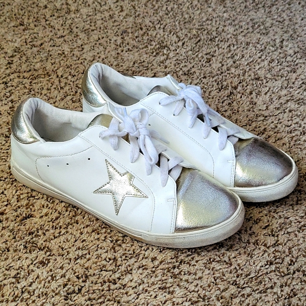 Golden Foiled Tennis Shoes